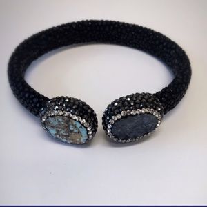 Stingray leather cuff bracelet swarovski elements
